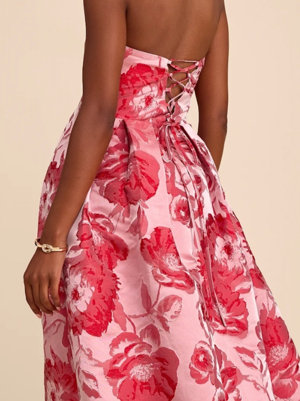 Lulu’s Elsa Light Pink Floral Jacquard Strapless Maxi Dress - Picture 4 of 4